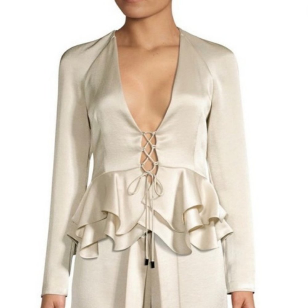 NWT ALEXIS REAGAN PEPLUM RUFFLE BLOUSE
